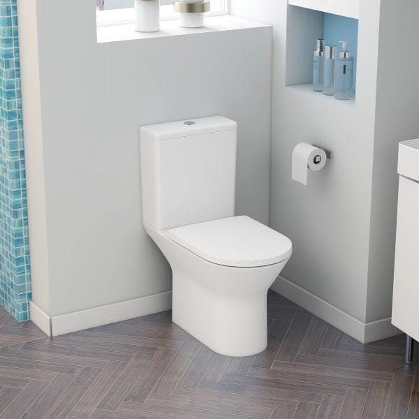 Imex Close Coupled Toilet Imex Blade Rimless Open Back Close Coupled Toilet with Soft Close Seat in White