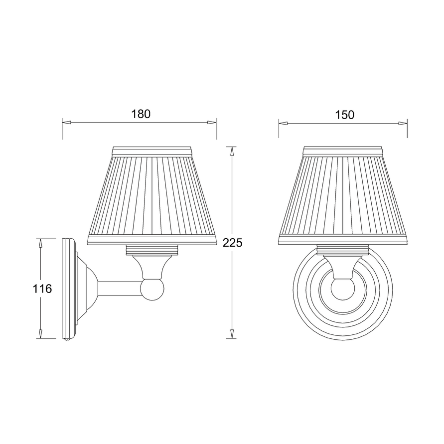 Burlington LED Round Bathroom Wall Light with White Fine Pleated Shade