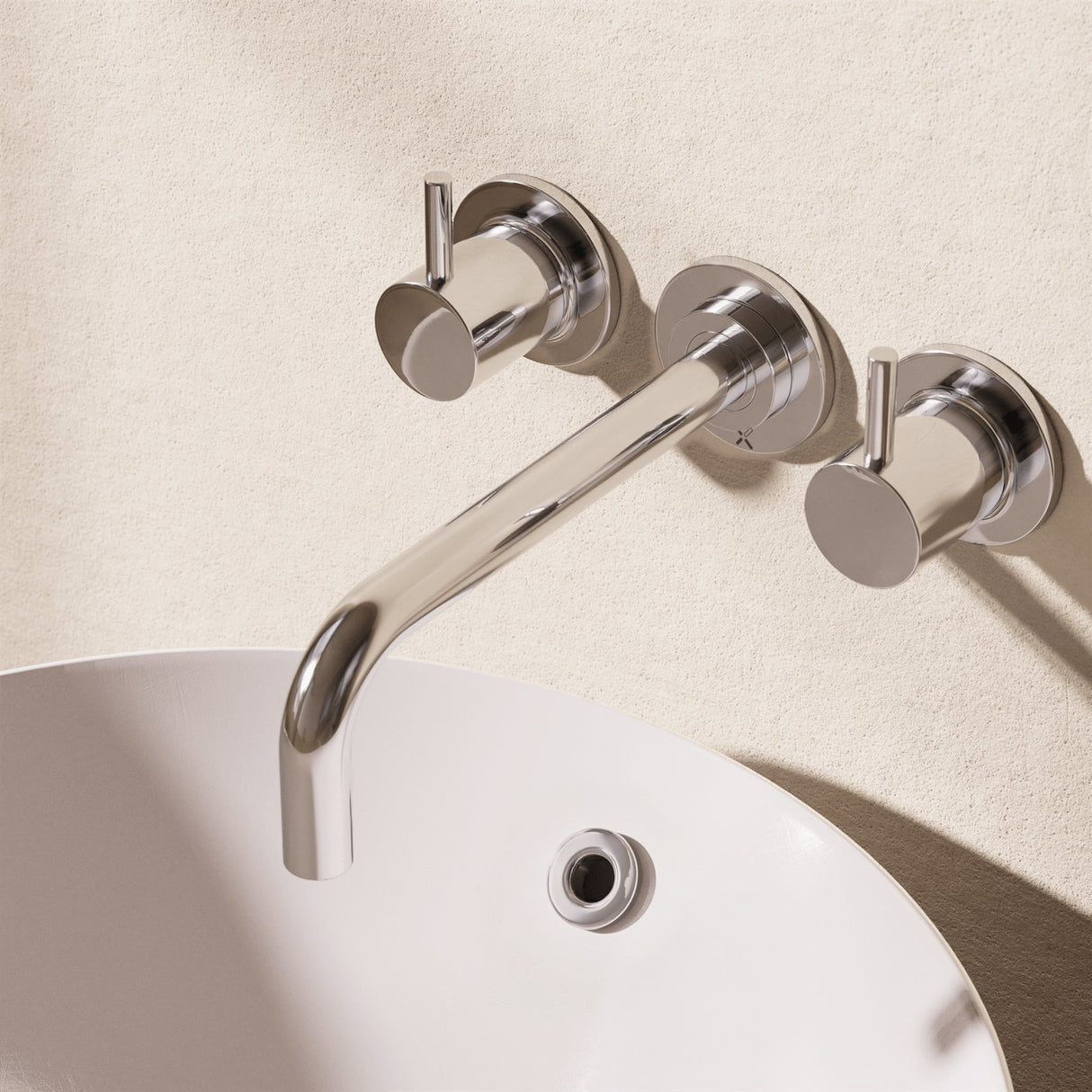 Crosswater Wall Mounted Basin Tap Chrome Crosswater MPRO Wall Mounted 3 Hole Basin Mixer Tap