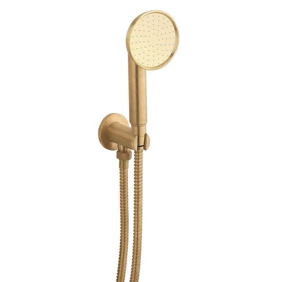 Crosswater Shower Handset Unlacquered Brushed Brass Crosswater MPRO Industrial Wall Outlet, Shower Handset and Hose