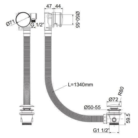 Crosswater Overflow Filler Crosswater MPRO Bath Filler with Click Clack Waste