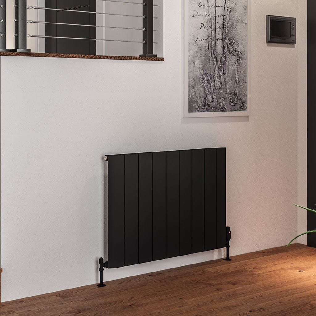 Eastbrook Panel Radiator 600 x 850 / Central Heating Eastbrook Peretti Straight Horizontal Aluminum Radiator in Matt Black
