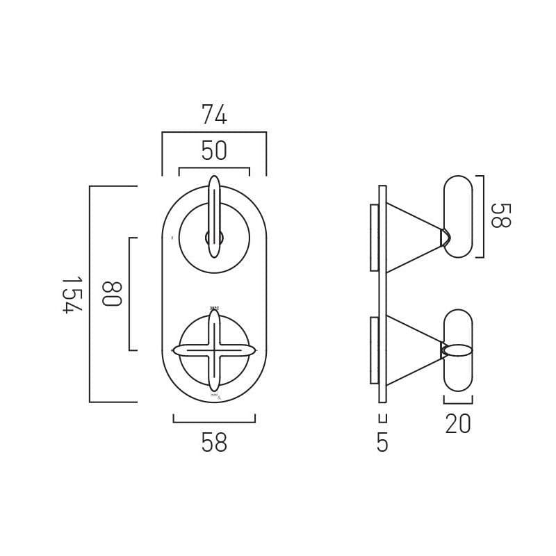 VADO Concealed Shower Valve Vado Tablet Arrondi 2 Outlet, 2 Handle Concealed Thermostatic Shower Valve in Chrome