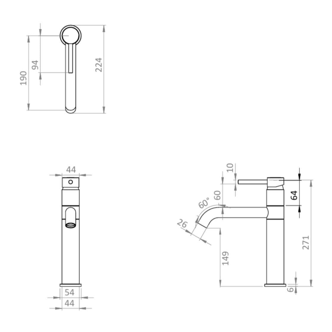 Crosswater Kitchen Tap Crosswater Design Side Lever Kitchen Mixer Tap in Brushed Nickel