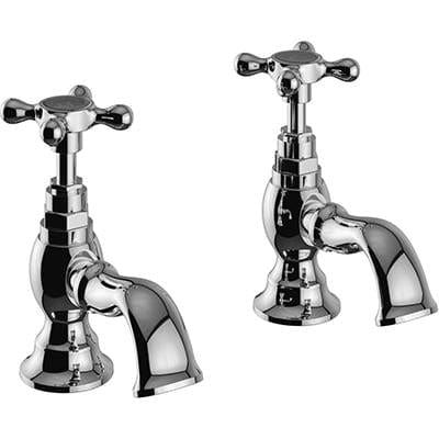 Heritage Pillar Bath Tap Heritage Trinity Bath Pillar Taps (Pair) in Chrome