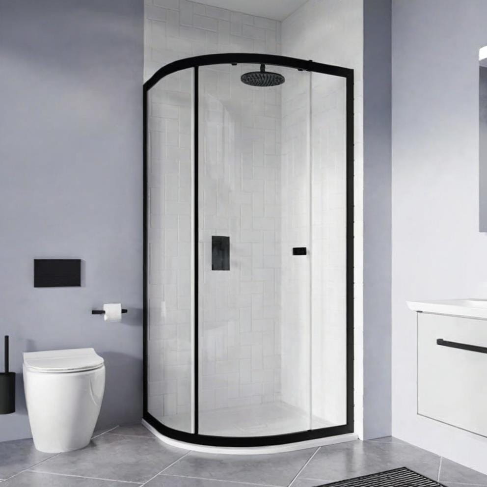 Crosswater Quadrant Shower Enclosure Matt Black / 1000 x 800mm Crosswater Clear 6 Quadrant Shower Enclosure