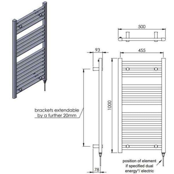 Vogue Vogue Focus Straight Towel Rail in Chrome