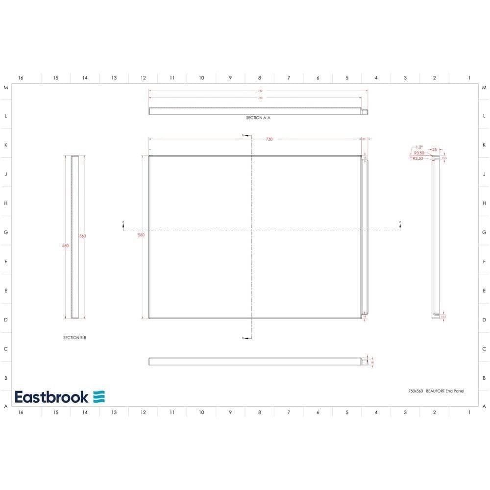 Eastbrook Bath Panel 750mm / Reinforced Beauforté Acrylic Eastbrook Flat End Bath Panel