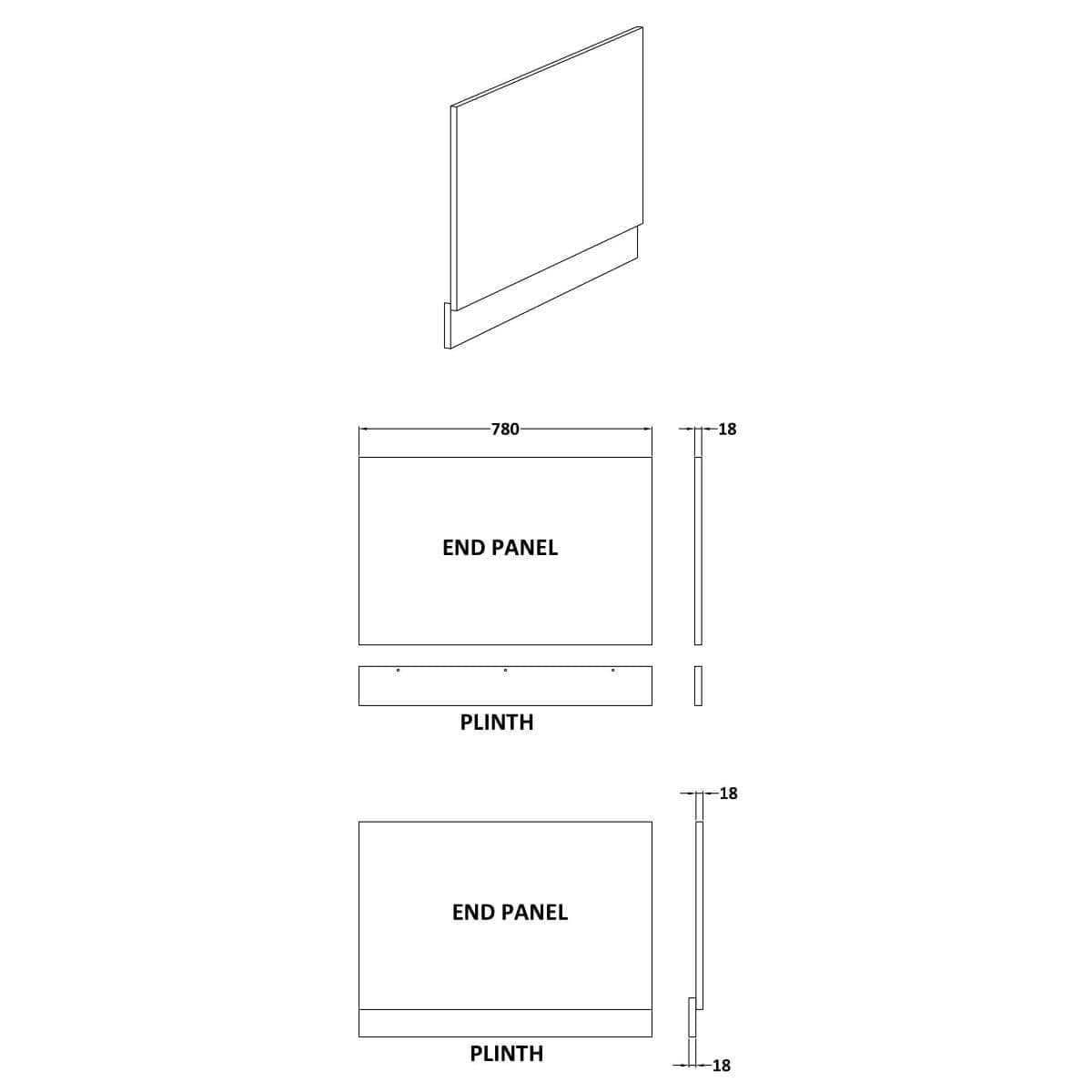 Aquarius Bathrooms Bath Panel Aquarius Halite Waterproof End Bath Panel in Matt Grey