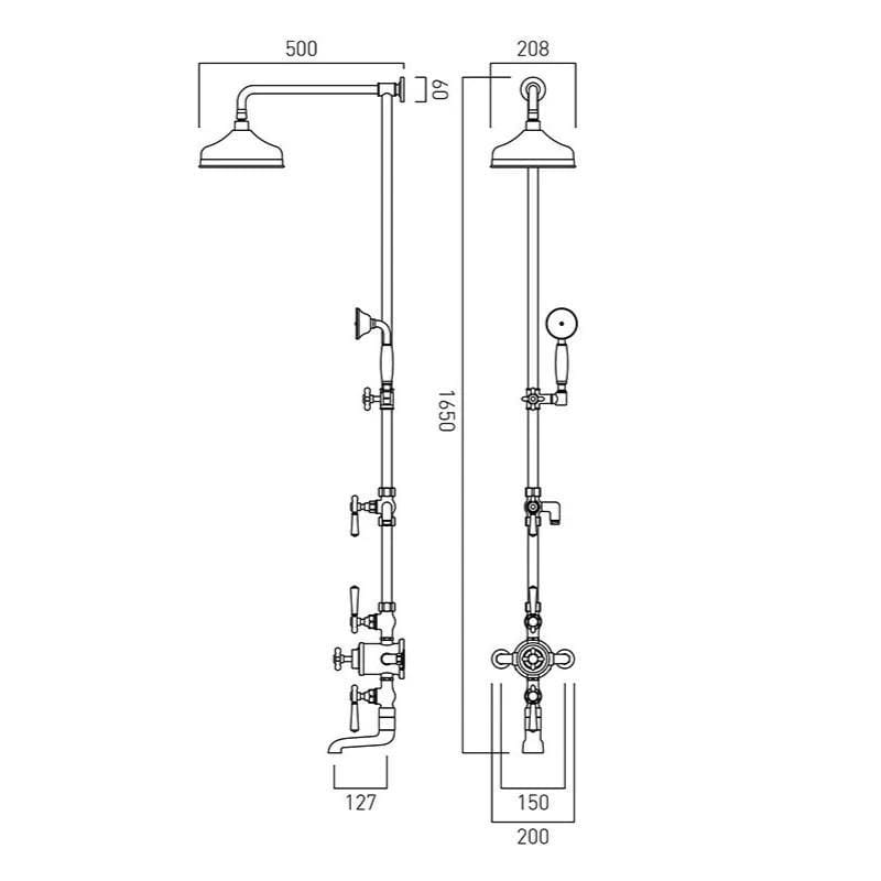Vado Exposed Shower Set Booth & Co. Axbridge Exposed 2 Outlet Shower Set with Fixed Shower Head and Handset