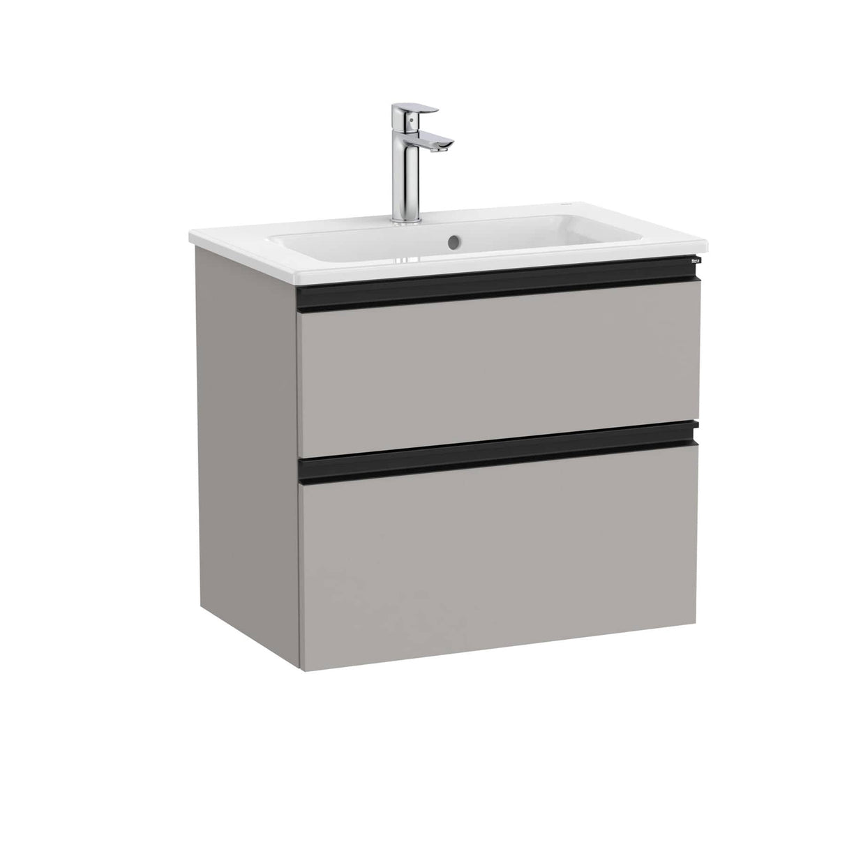 Roca Wall Mounted Vanity Unit Matt Grey Roca The Gap Compact Wall Mounted 600mm Two Drawer Vanity Unit with Basin
