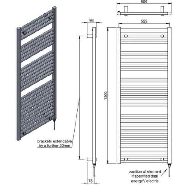 Vogue Vogue Focus Straight Towel Rail in Chrome