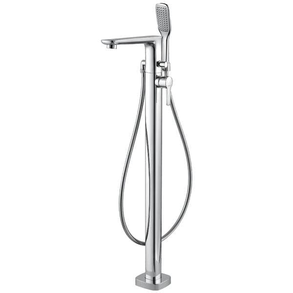 Flova Freestanding Bath Filler Flova Urban Floor Standing Bath and Shower Mixer Tap with Shower Set in Diamond Chrome