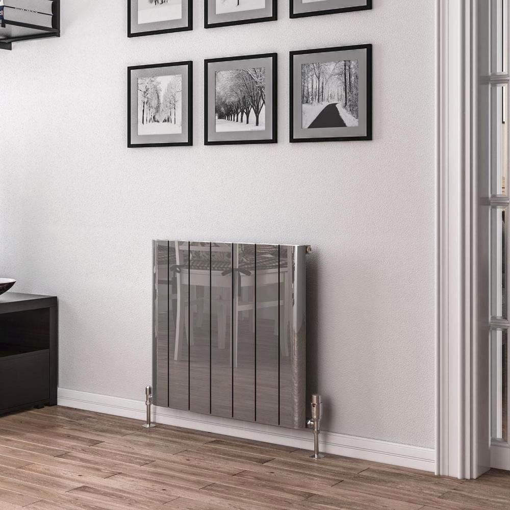 Eastbrook Panel Radiator 600 x 660 / Dual Fuel Eastbrook Peretti Straight Horizontal Aluminum Radiator in Polished Aluminum