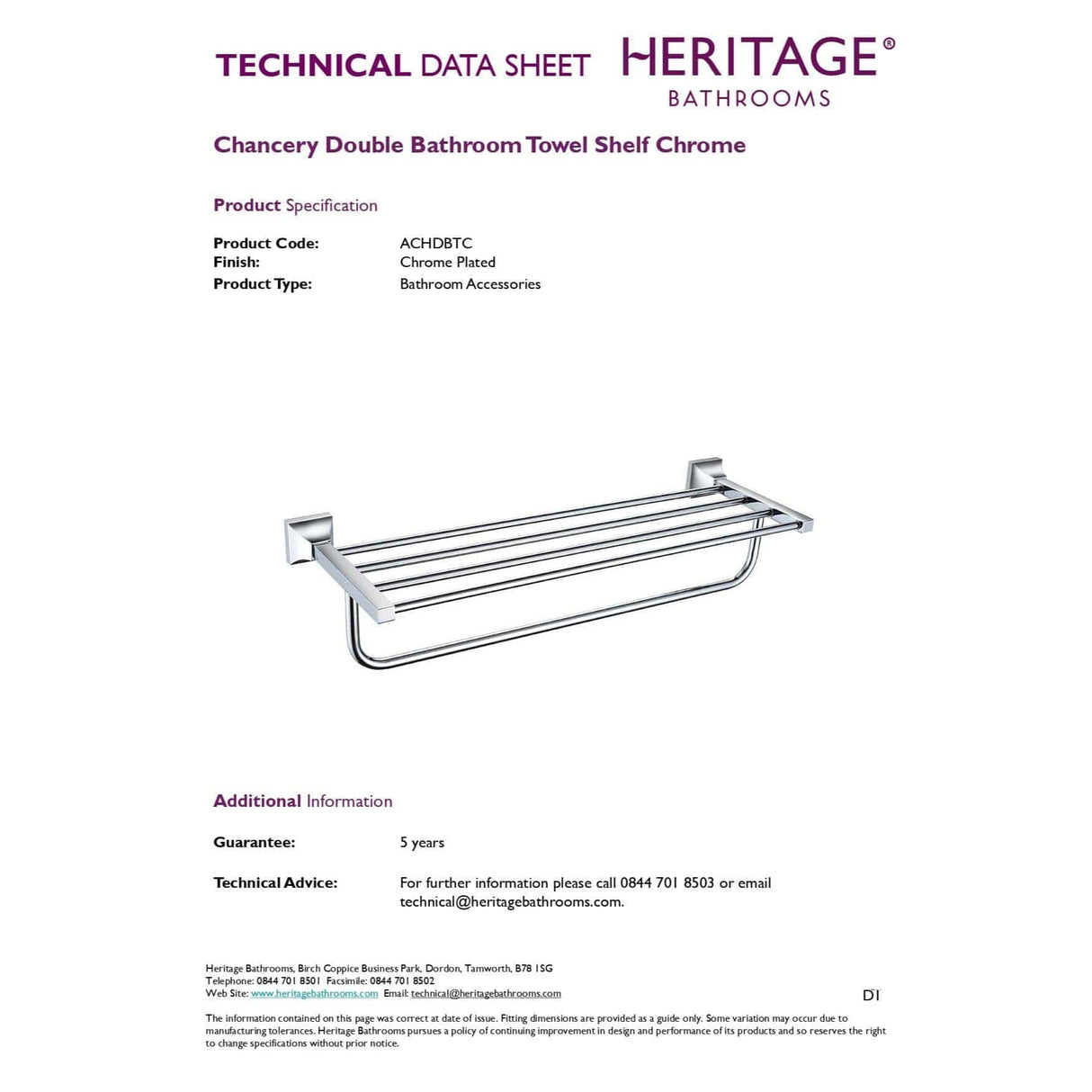 Heritage Towel Rails and Rings Heritage Chancery Double Towel Shelf and Rail in Chrome