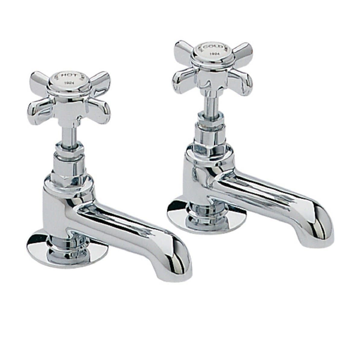 Heritage Pillar Basin Tap Chrome Heritage Dawlish Basin Pillar Taps (Pair)