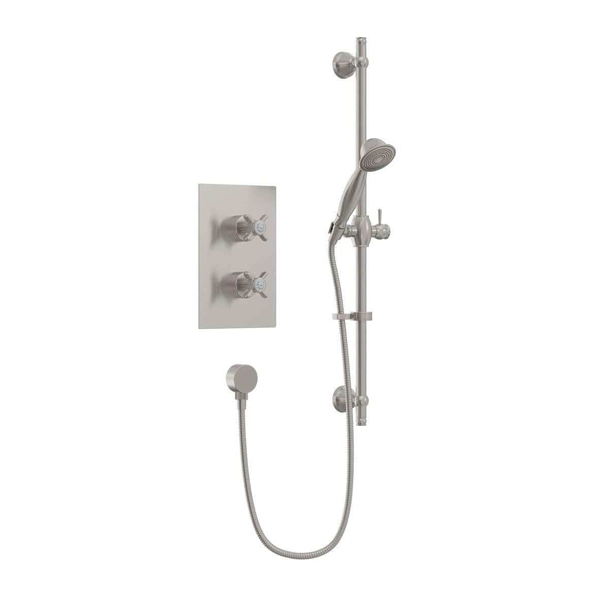 Heritage Concealed Shower Set Brushed Nickel Heritage Dawlish Concealed Shower with Premium Flexible Riser Kit