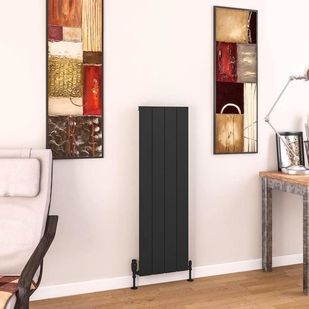 Eastbrook Panel Radiator 1200 x 375 / Electric Only Eastbrook Charlton Vertical Aluminium Designer Radiator in Matt Black