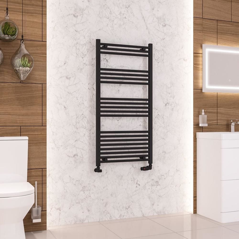 Eastbrook Ladder Rails 1200 x 600 / Central Heating Eastbrook Wendover Straight Vertical Heated Towel Rail in Matt Black