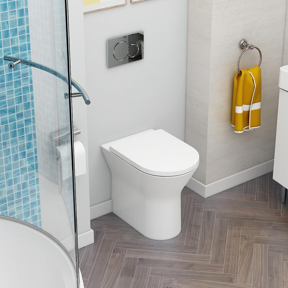 Imex Back To Wall Toilet Imex Blade Rimless Comfort Height Back to Wall Toilet with Soft Close Seat in White