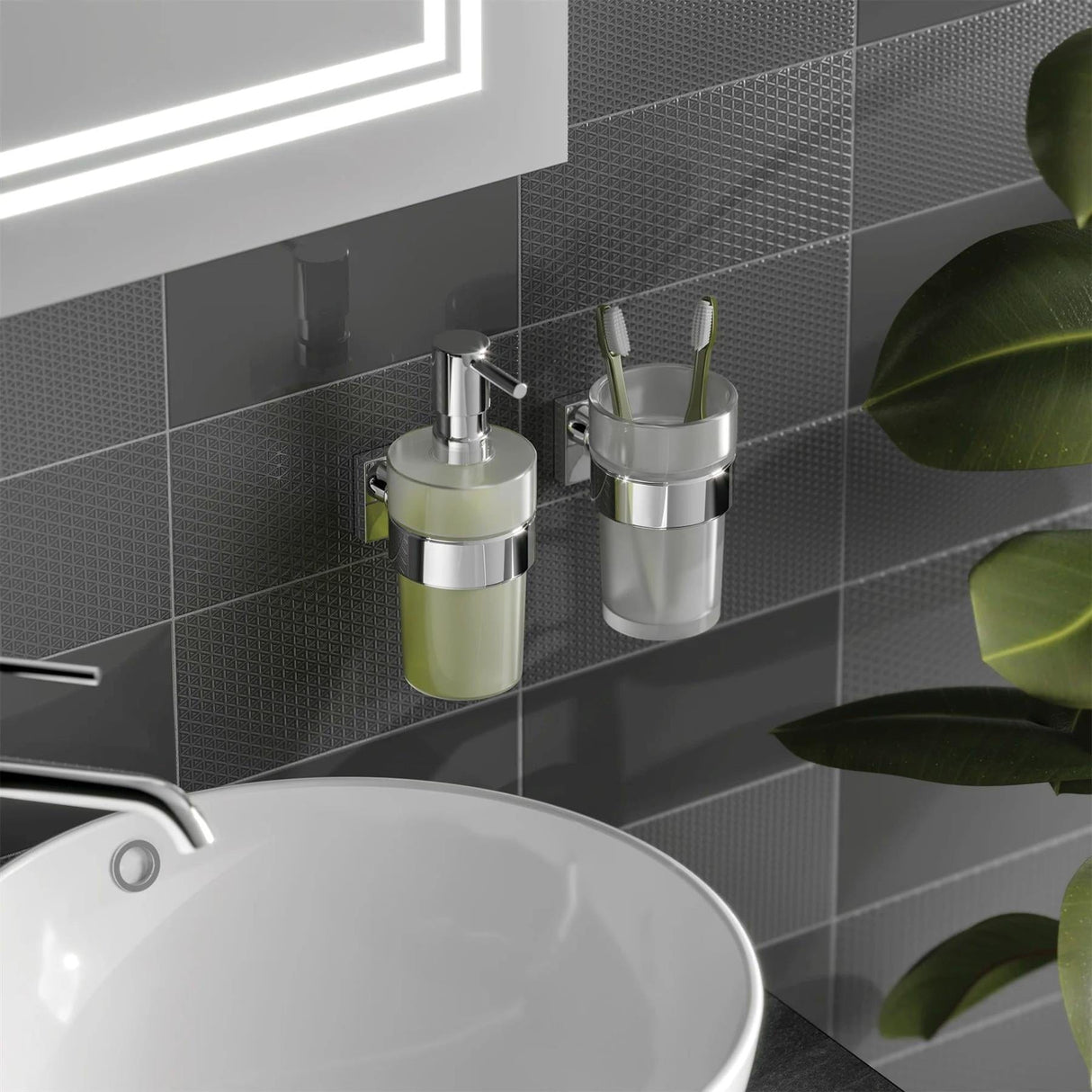 HIB Toothbrush Holder HiB Hecto Wall Mounted Toothbrush Tumbler in Chrome