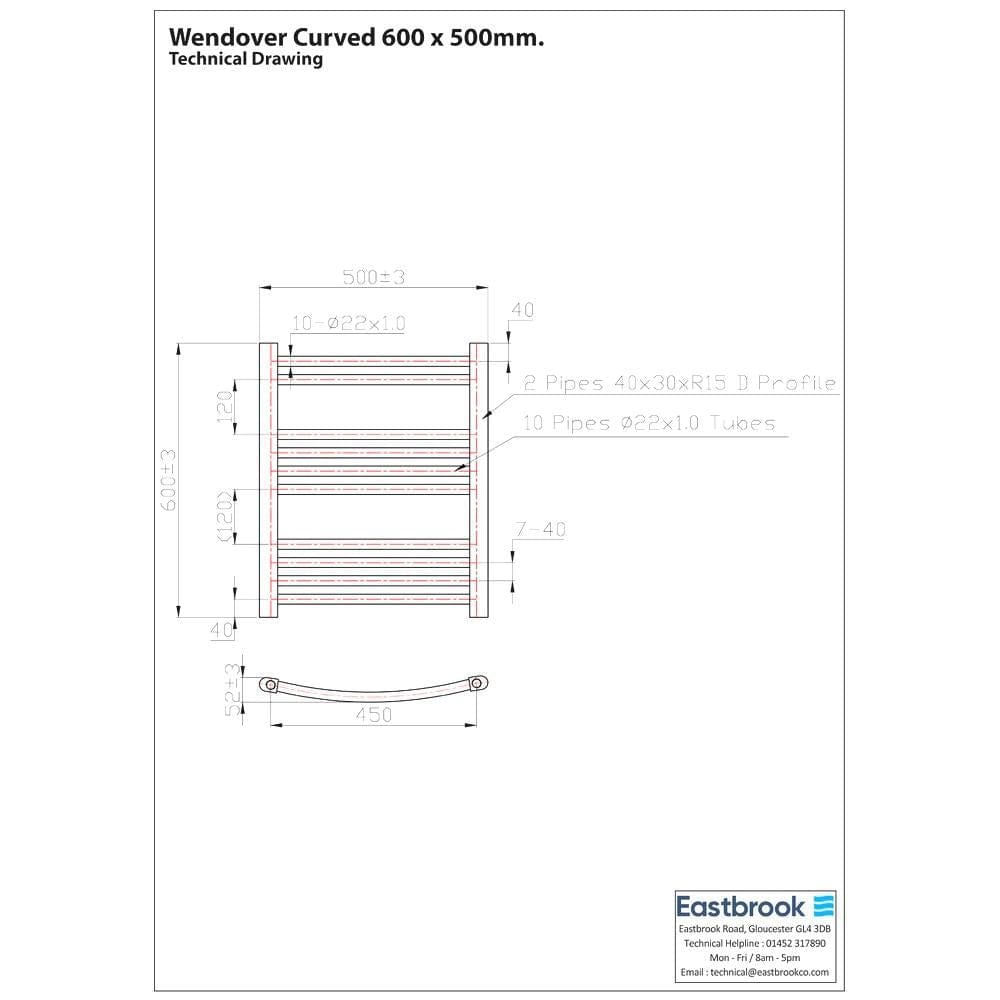 Eastbrook Wendover Curved Vertical Heated Towel Rail in Chrome
