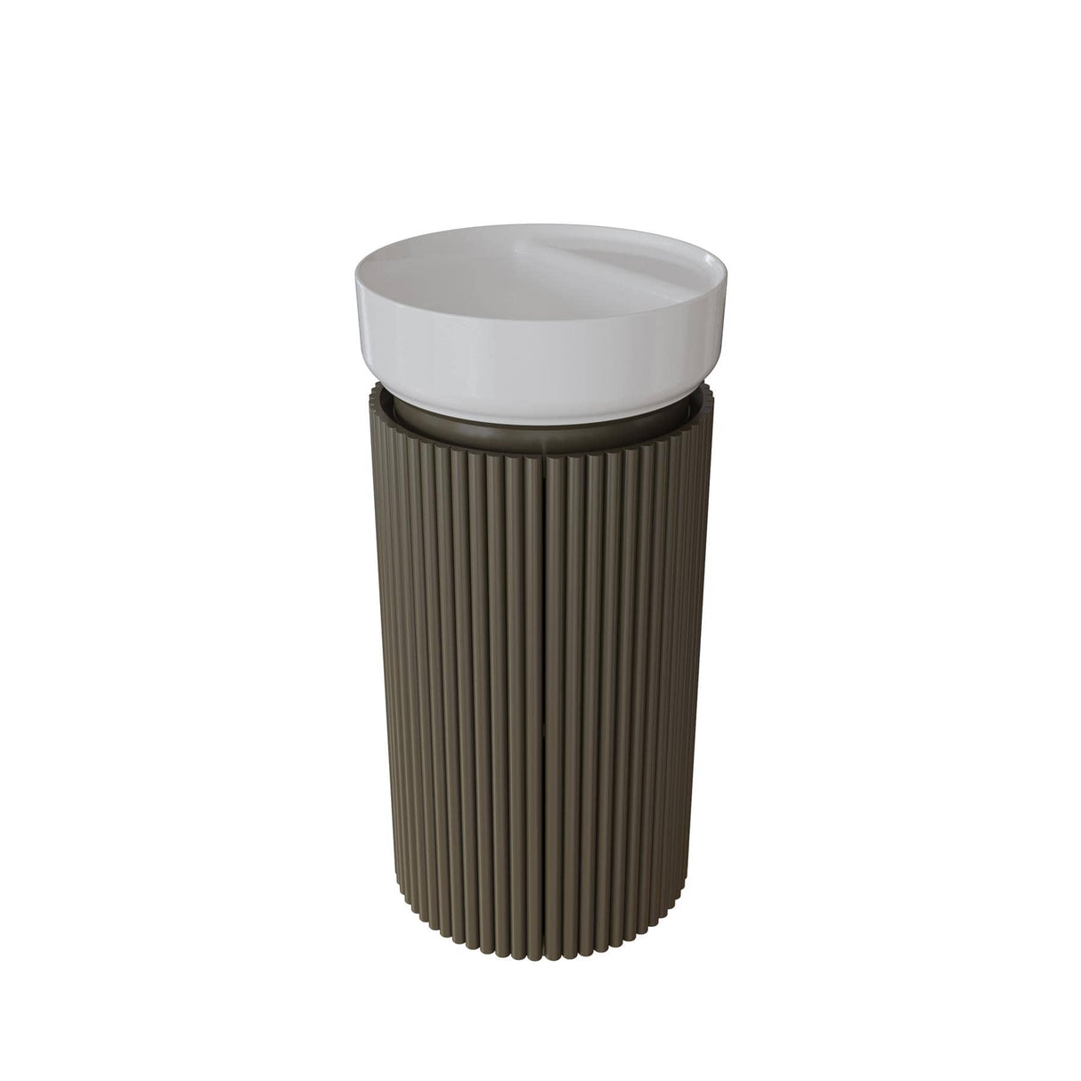 Saneux Oxford 400mm Floor Standing Round Fluted Vanity Unit with Basin