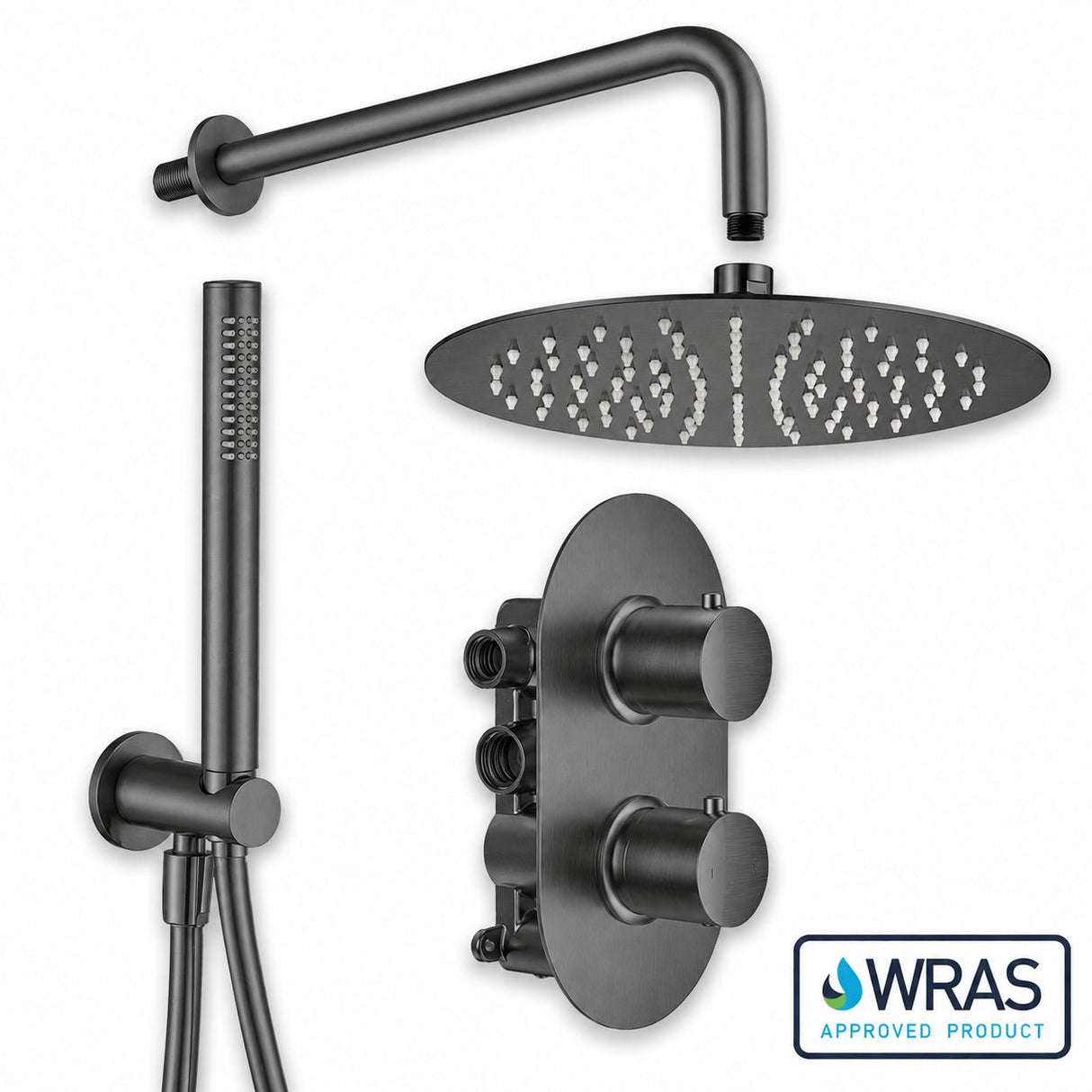 Aquarius Bathrooms Concealed Shower Set Aquarius RainLux Round 2 Outlet Shower Set with Shower Head and Single Function Handset