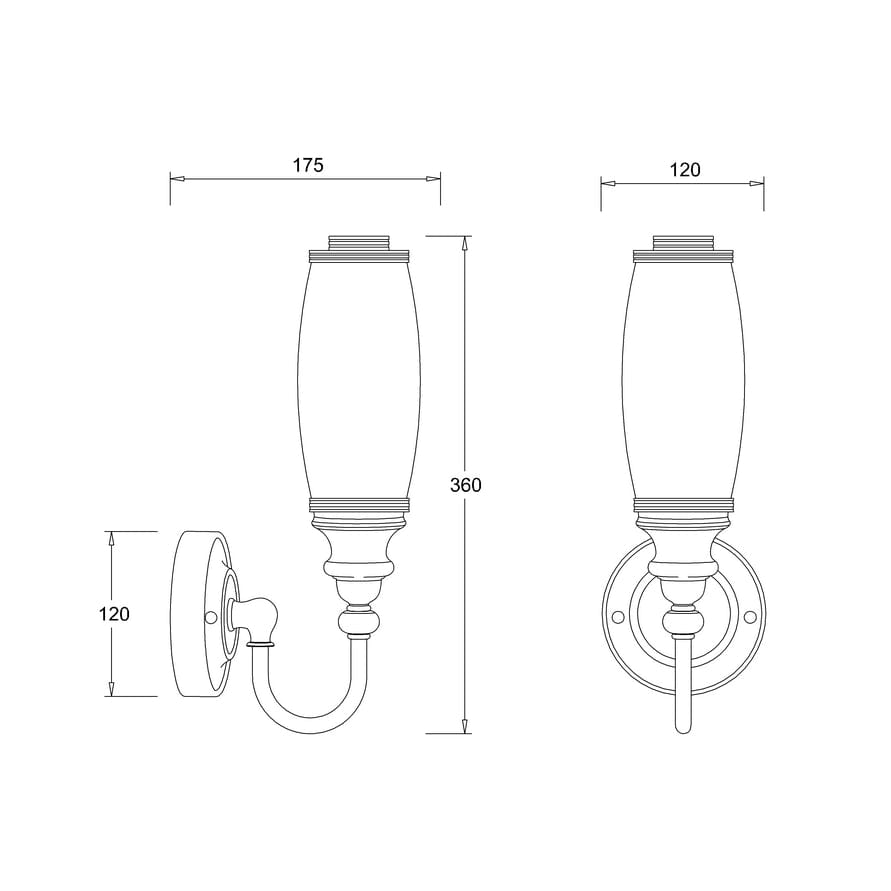 Burlington Bathroom Lighting Burlington LED Ornate Bathroom Wall Light with Opal Glass Tube Shade