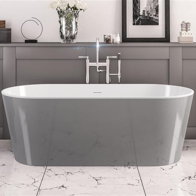 Eastbrook Modern Freestanding Bath Grey Eastbrook Lambeth Freestanding Bath - 1590 x 740mm