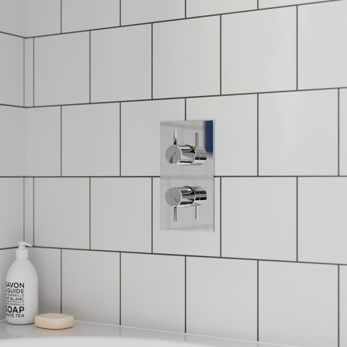 Britton Concealed Shower Valve Chrome Britton Hoxton 2.0 2 Outlet, 2 Handle Concealed Thermostatic Shower Valve