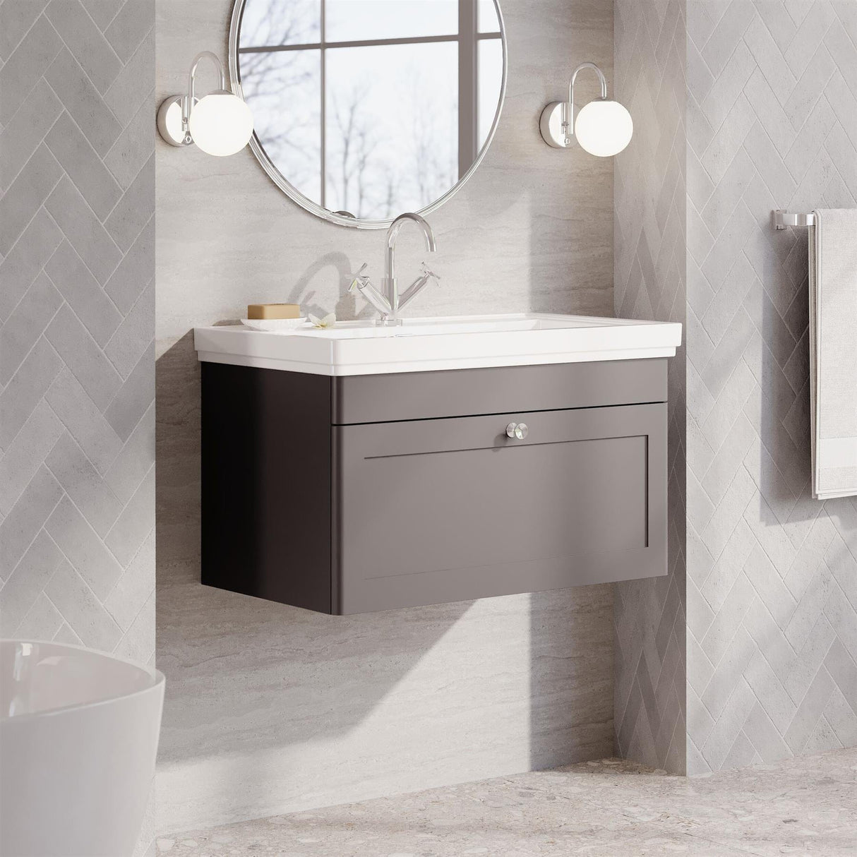 Aquarius Bathrooms Wall Mounted Vanity Unit Aquarius Leighton 800mm Wall Mounted One Drawer Vanity Unit with Basin