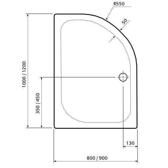 UK Bathroom Store Aquarius Pluvia 45mm Stone Resin Offset Quadrant Shower Tray
