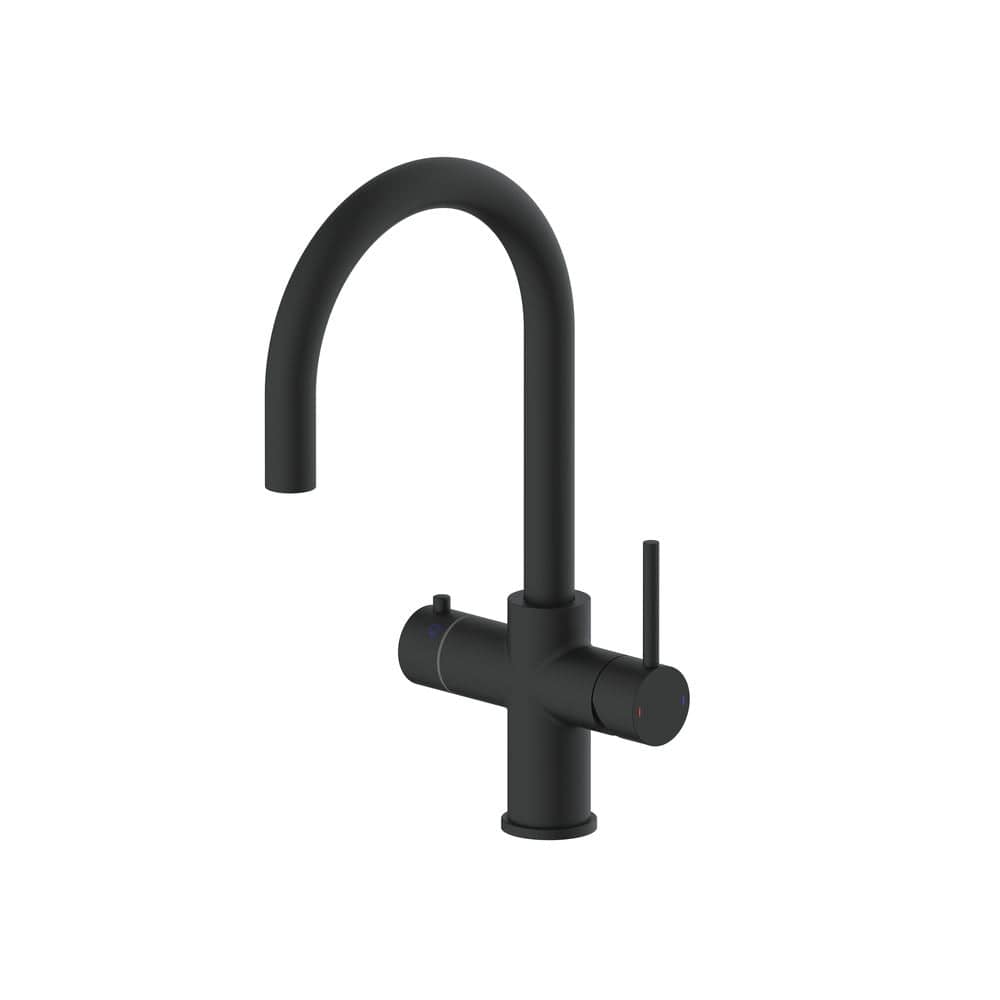 Aquarius Instant Hot Water Tap Matt Black Aquarius TrueCook 4-in-1 Instant Hot Water Kitchen Tap with Swan Spout
