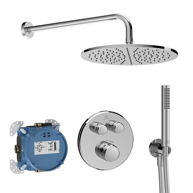 Ideal Standard Concealed Shower Set Ideal Standard Ceratherm Navigo Concealed Thermostatic Shower Valve Set with Round Showerhead and Pencil Handset in Chrome