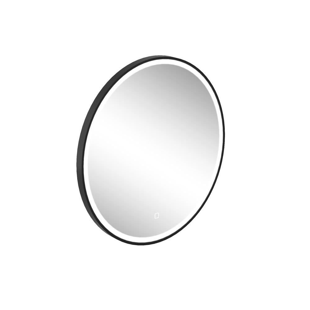 Britton Hoxton Round Black LED Illuminated Mirror with Demister