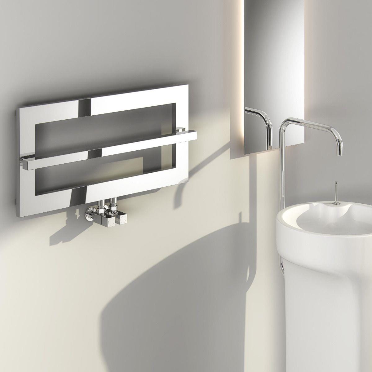 Reiner Designer Towel Radiator Reina Breno Designer Heated Central Heating Towel Radiator - 350 x 700mm in Chrome
