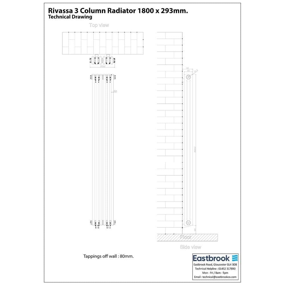 Eastbrook Rivassa Traditional 3 Column Radiator in Matt Black