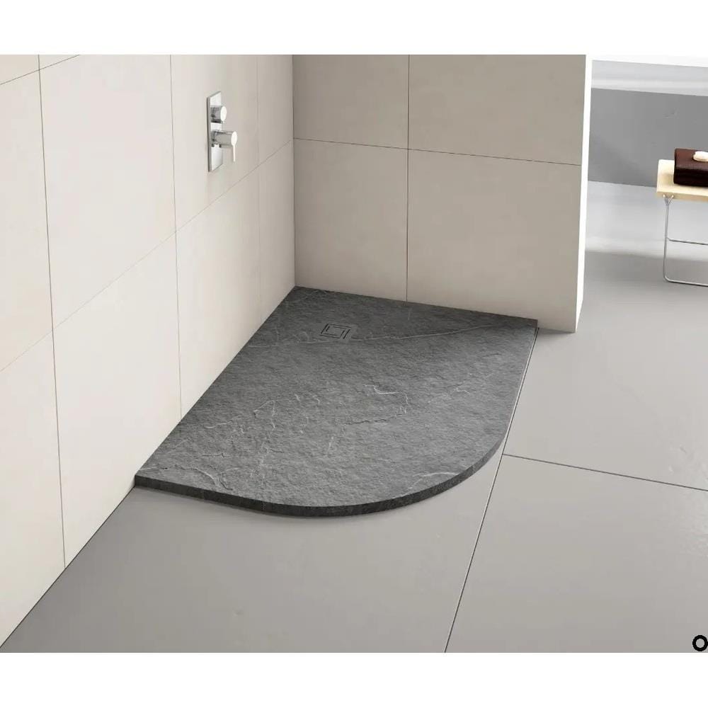 Merlyn Offset Quadrant Shower Tray Fossil Grey / 1000 x 800 Left Hand Merlyn Truestone Offset Quadrant Shower Tray