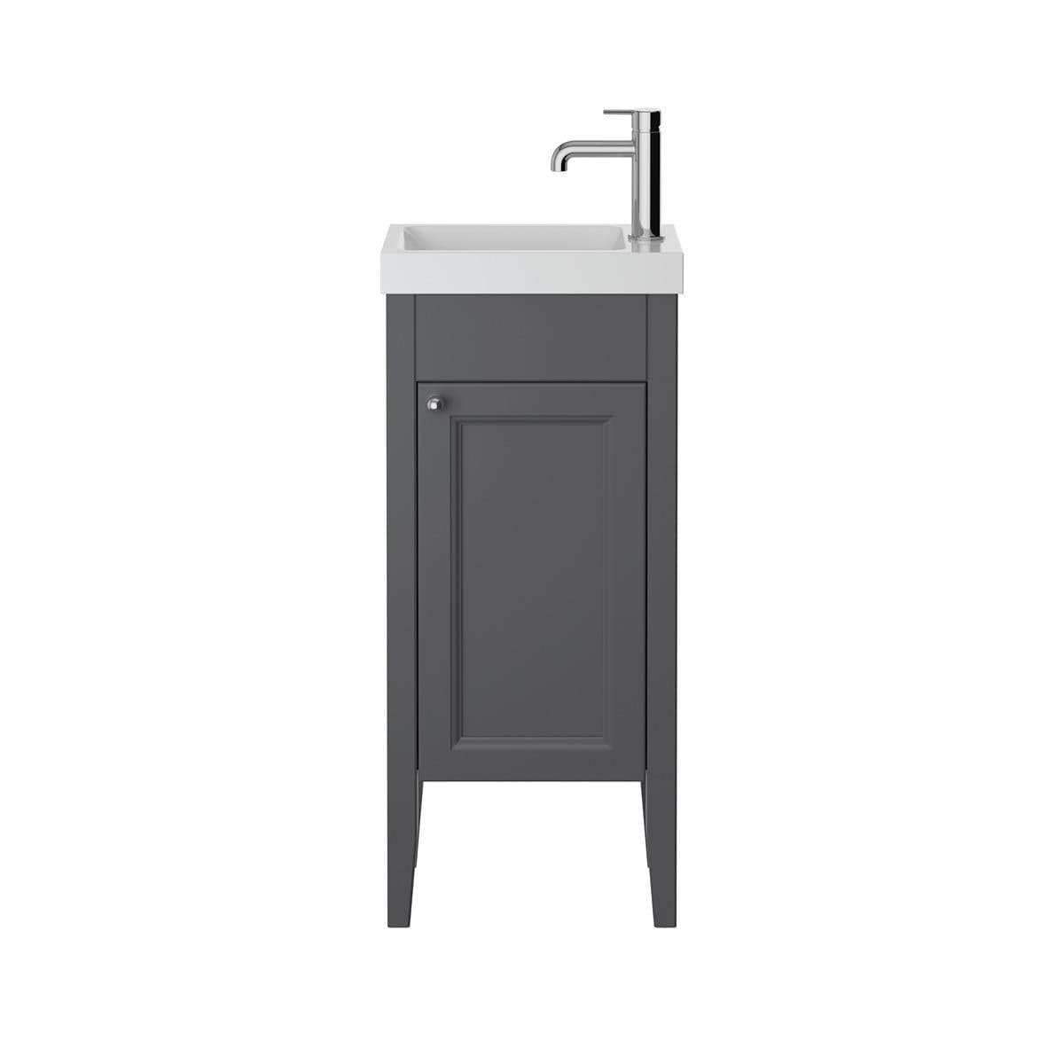 Heritage Cloakroom Vanity Unit Graphite Heritage Caversham 400mm Floor Standing Cloakroom Unit with 1 Tap Hole Basin