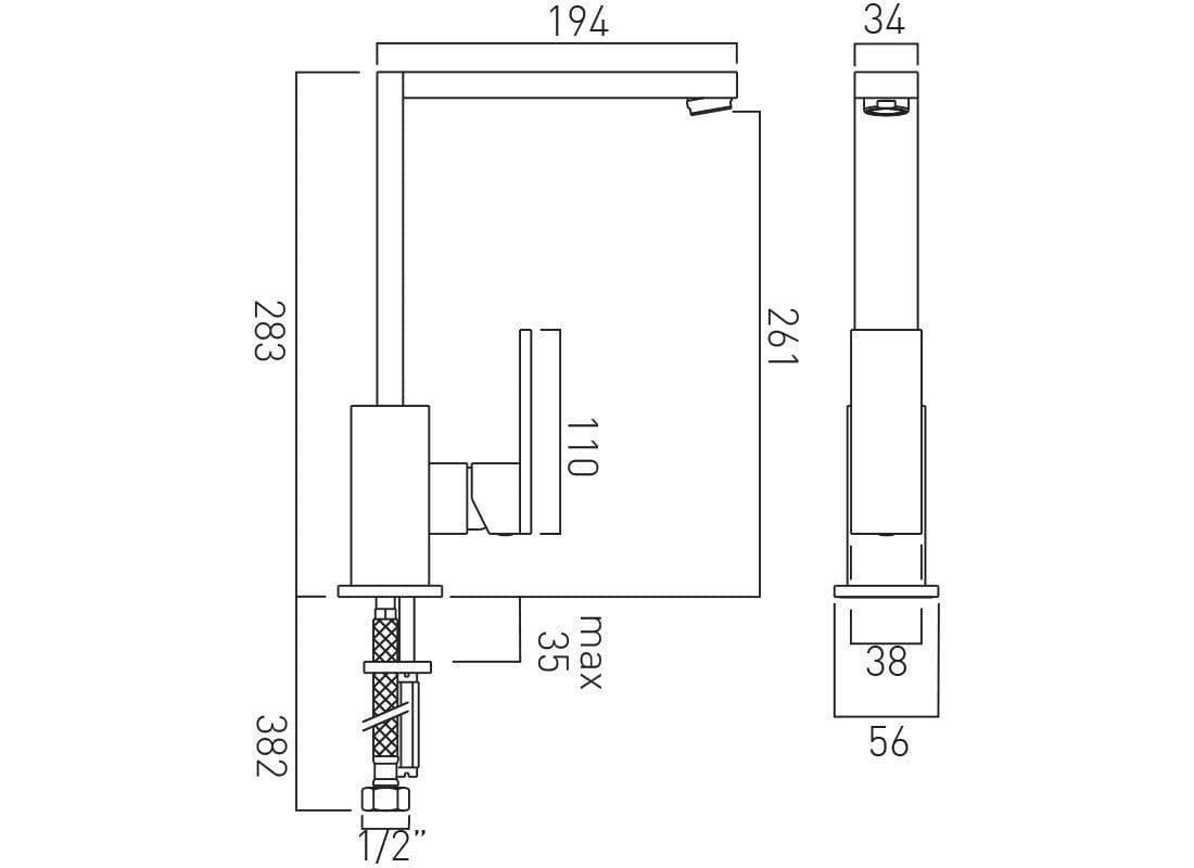 VADO Kitchen Tap Vado Notion Mono Kitchen Sink Mixer Tap with Swivel Spout - Chrome - NOT-150S-C/P