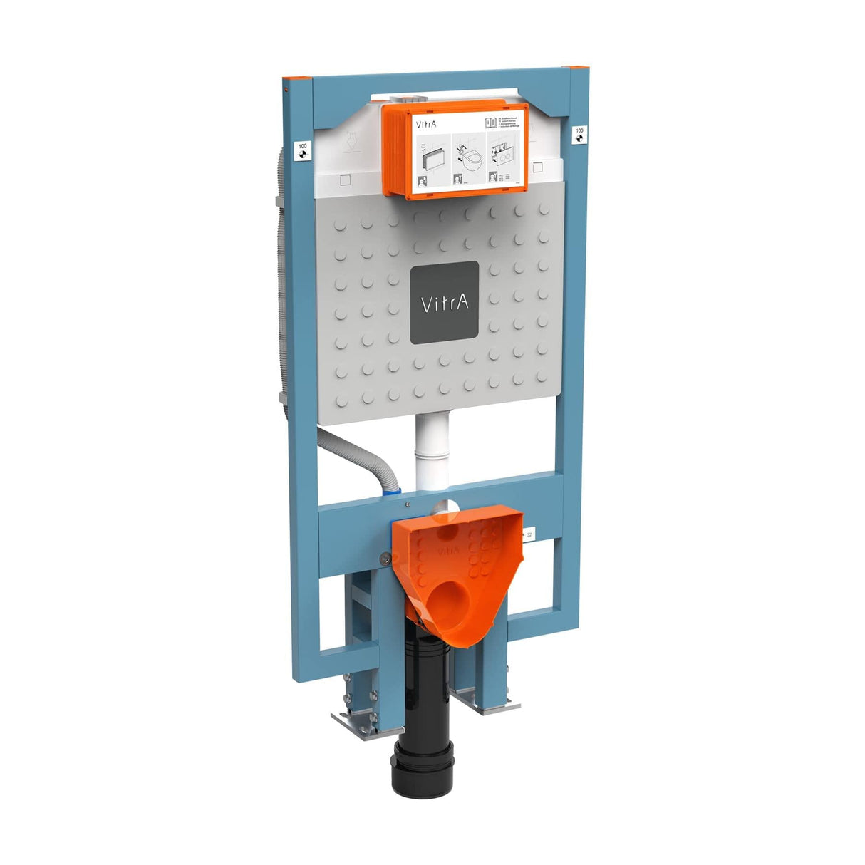 VitrA Wall Hung WC Frame VitrA V-Fix Prime Slim Wall Hung Toilet Frame and 80mm 3/6 Litre Concealed Cistern with Floor Fixation and Electrical Connection