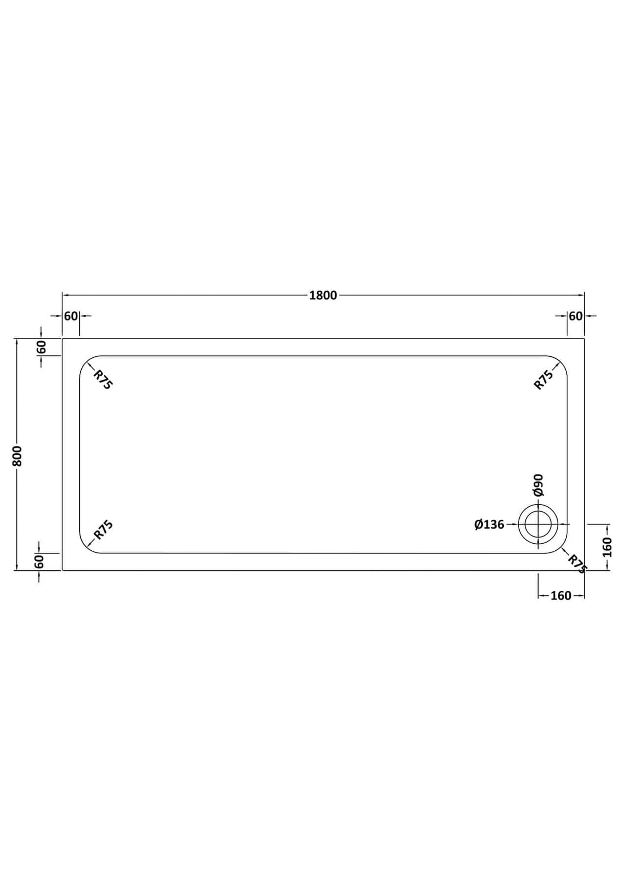 Aquarius Bathrooms Quadrant Shower Tray 1800x800mm Aquarius Urbano 45mm Rectangular Stone Resin Anti Slip Shower Tray
