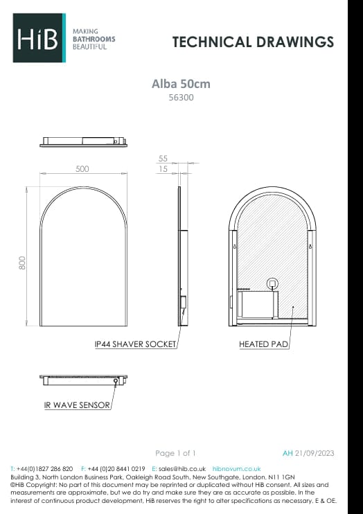 HiB Illuminated Mirror HiB Alba LED Illuminated Mirror