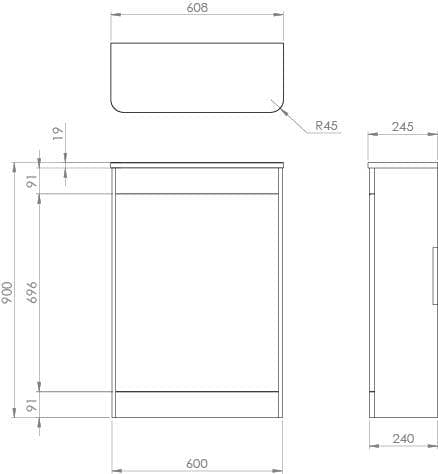 Saneux WC Back To Wall Unit Saneux Hyde WC Unit - 600mm Wide