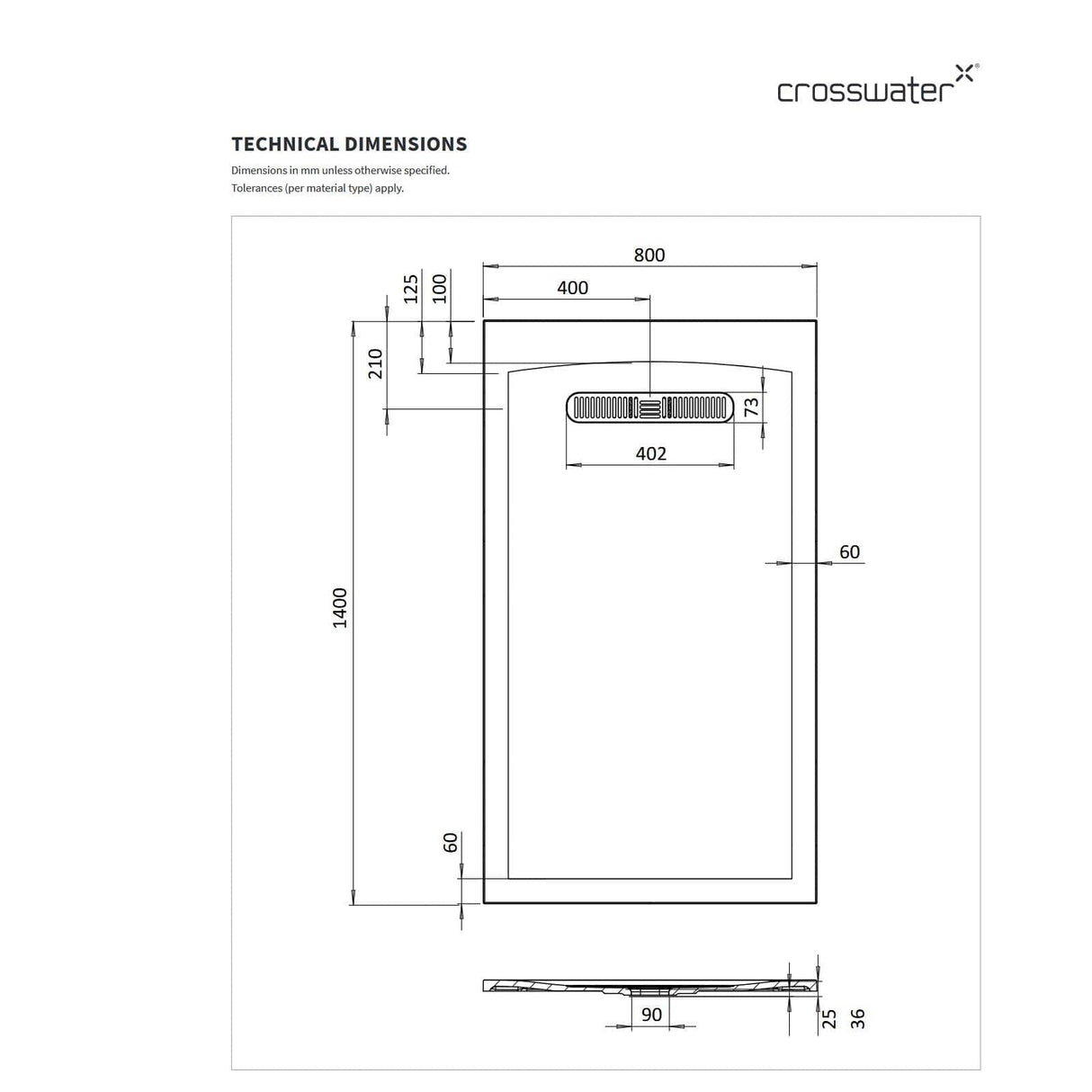 Crosswater Rectangle Shower Tray Crosswater Vito Rectangle 25mm Stone Resin Shower Tray