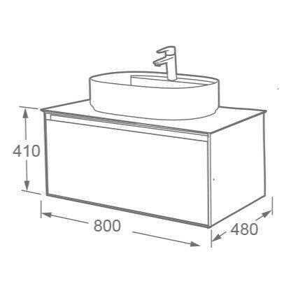 Imex Wall Mounted Vanity Unit Imex Essence Wall Mounted 800mm Single Drawer Vanity Unit with Worktop and 1 Tap Hole Basin