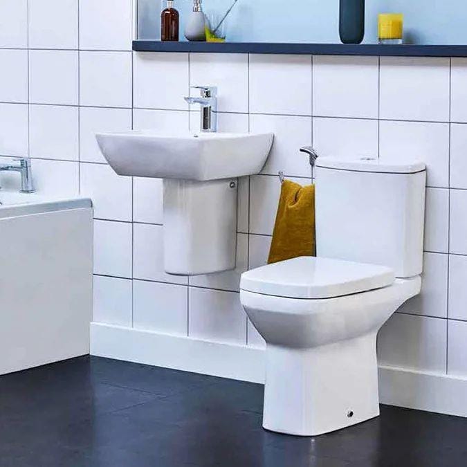 Britton Close Coupled Toilet Britton MyHome Close Coupled Open Back Toilet with Soft Close Seat