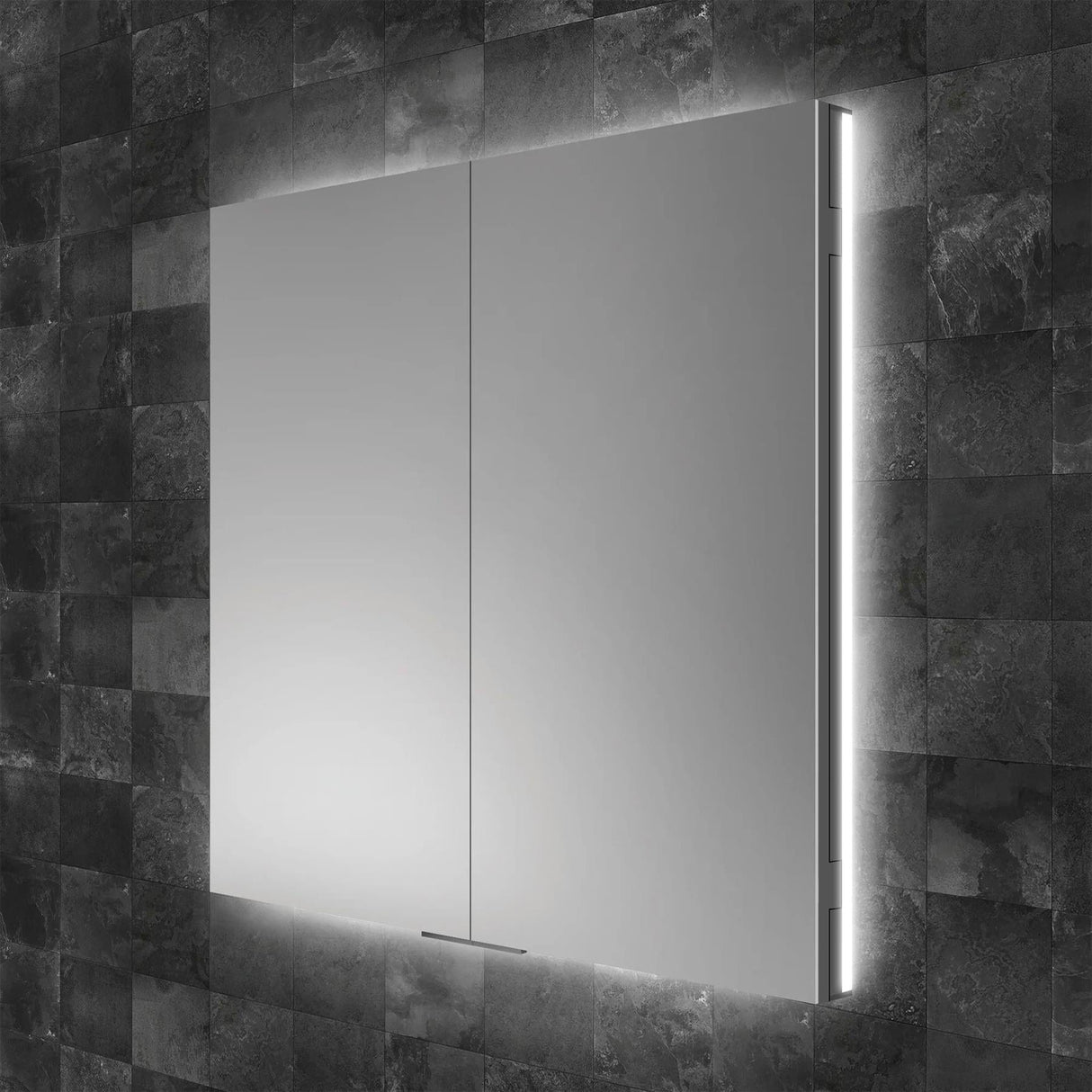 HiB Mirrored Cabinet 600 x 700mm HiB Atrium LED Illuminated Semi-Recessed Mirrored Cabinet