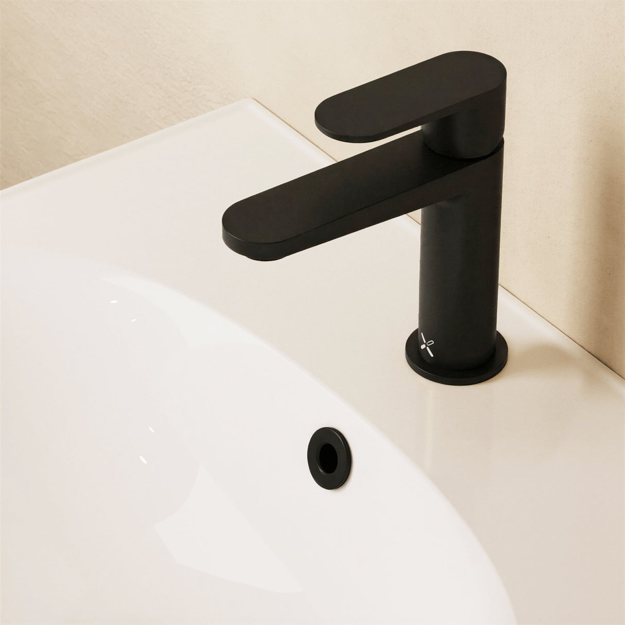Crosswater Mono Basin Tap Matt Black Crosswater Drift Mono Basin Mixer Tap with Clicker Waste
